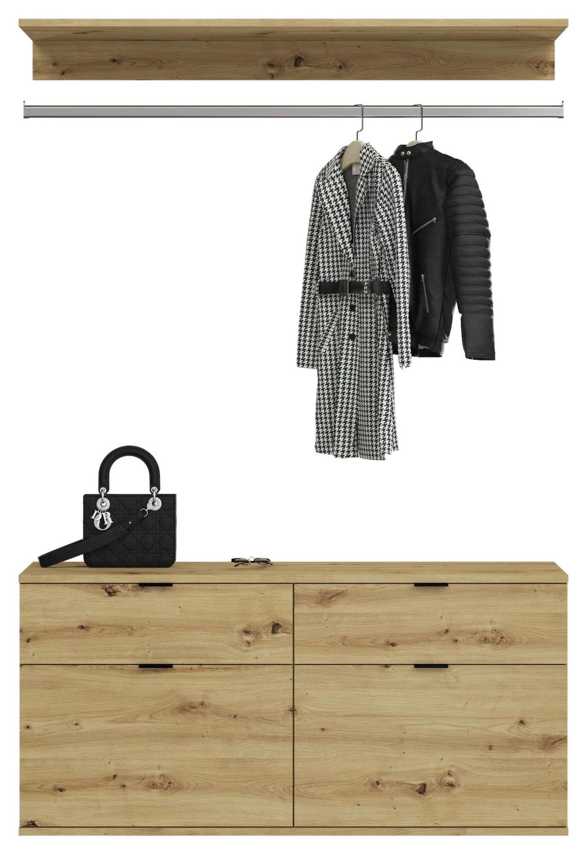 Garderobe Projekt X 3-teilig Eiche Artisan B: 212 Cm - KONVENTIONELL, Glas/Holzwerkstoff (212/193/34cm) - MID.YOU