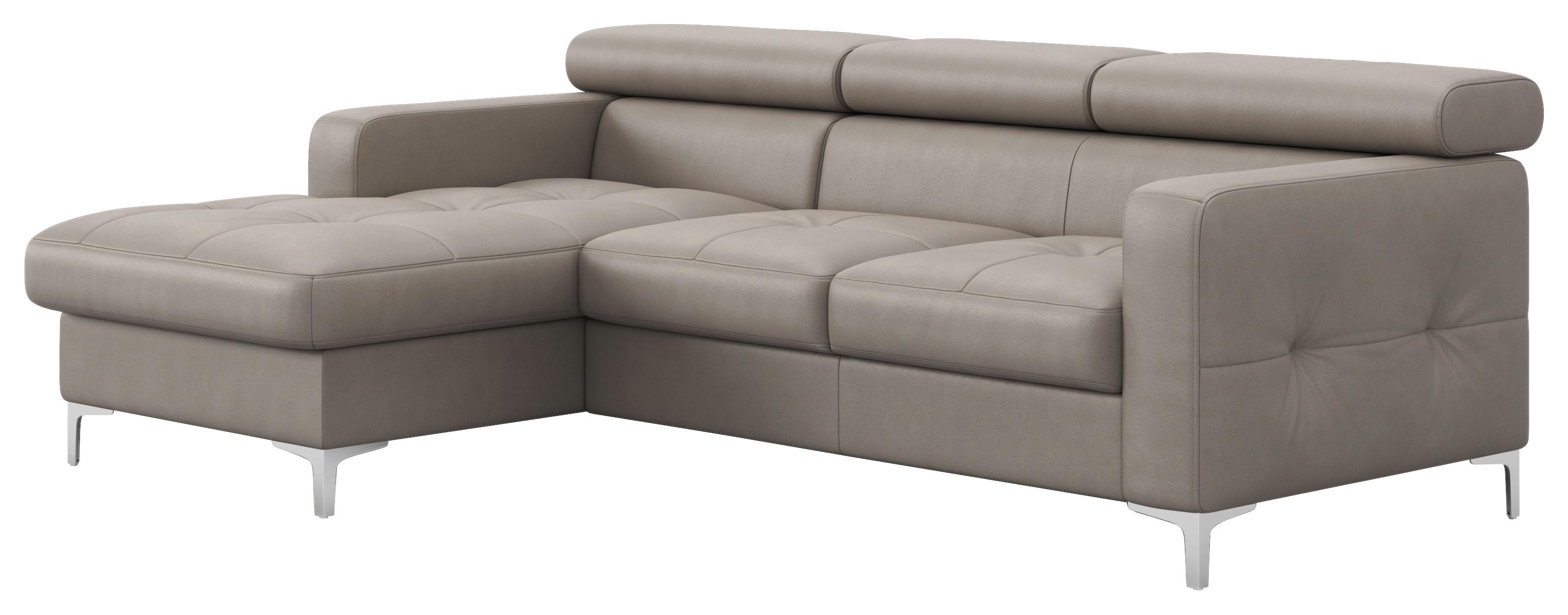 Ecksofa mit Schlaffunktion Sammy Grau Leder - Chromfarben/Grau, Design, Leder (168/227cm) - Livetastic