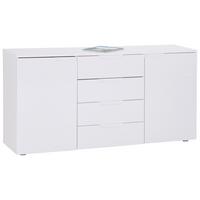Kommode 160cm Hilton, weiß HILTON - Weiß Hochglanz/Silberfarben, MODERN, Holzwerkstoff (160/81,4/40cm)