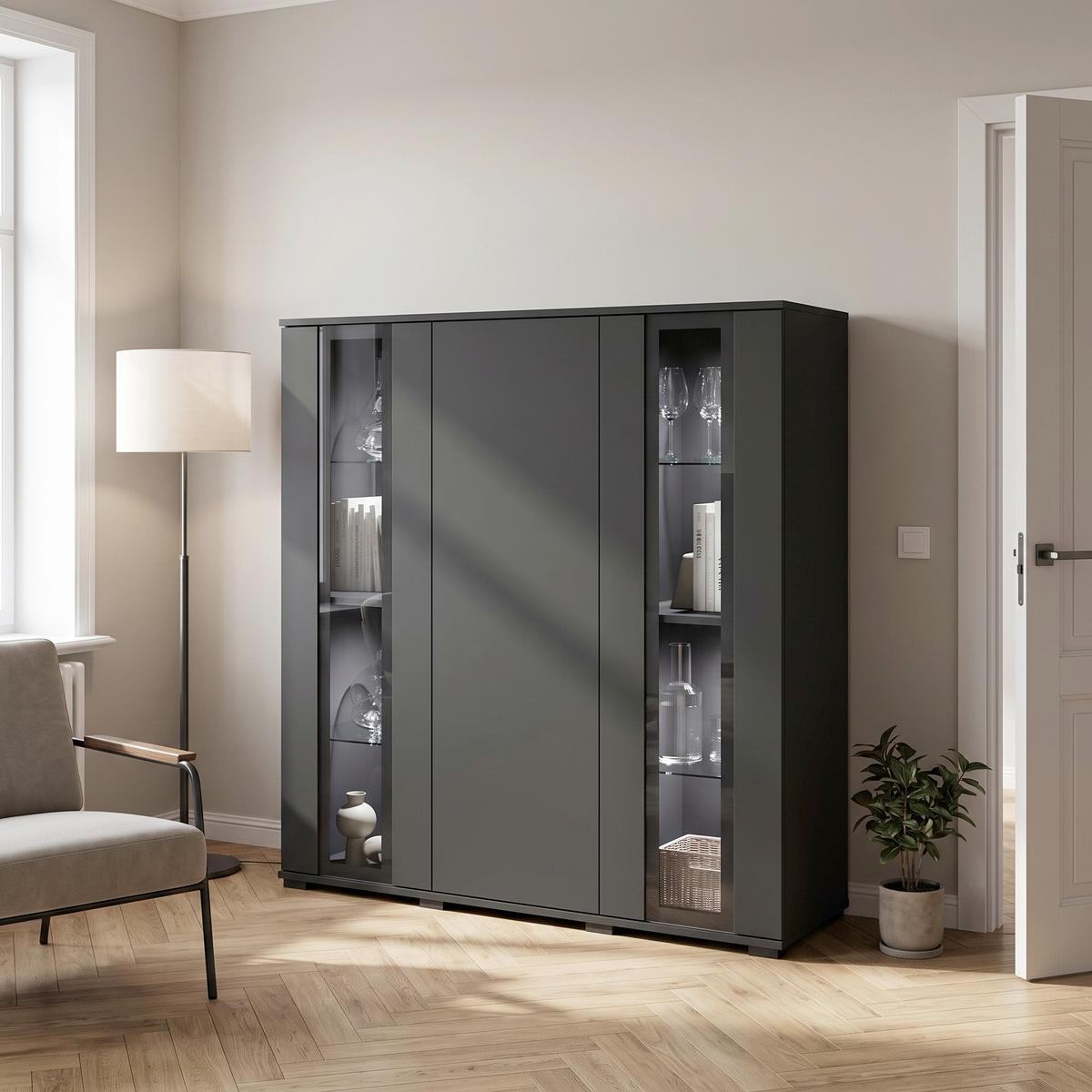 VYSOKÁ KOMODA CARO 120 - čierna, Design, kompozitné drevo/plast (120/121,9/39,5cm) - Livetastic