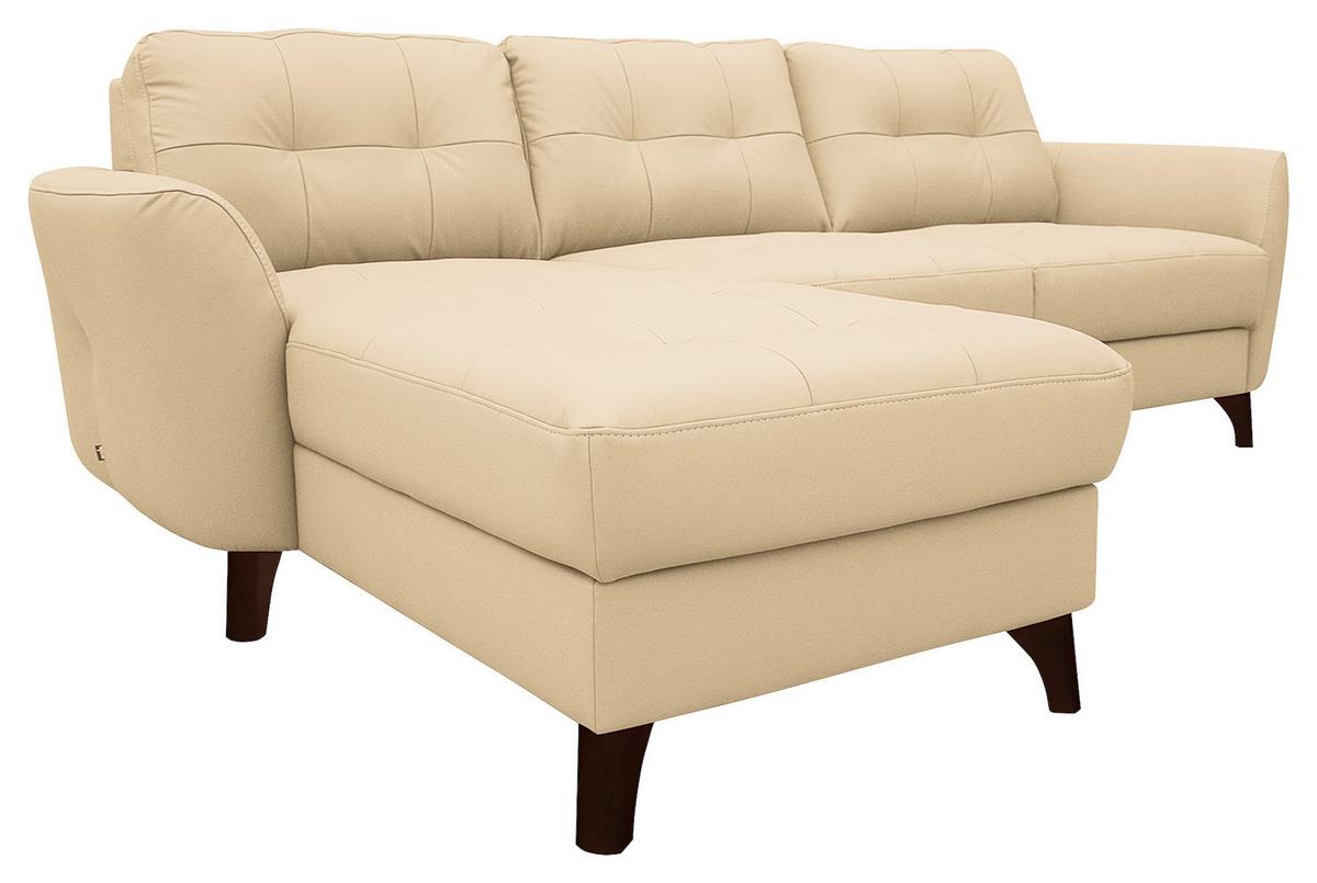 Ecksofa Nordic Beige S: 168x238 cm - Beige/Buchefarben, Design, Leder/Textil (168/238cm) - Livetastic