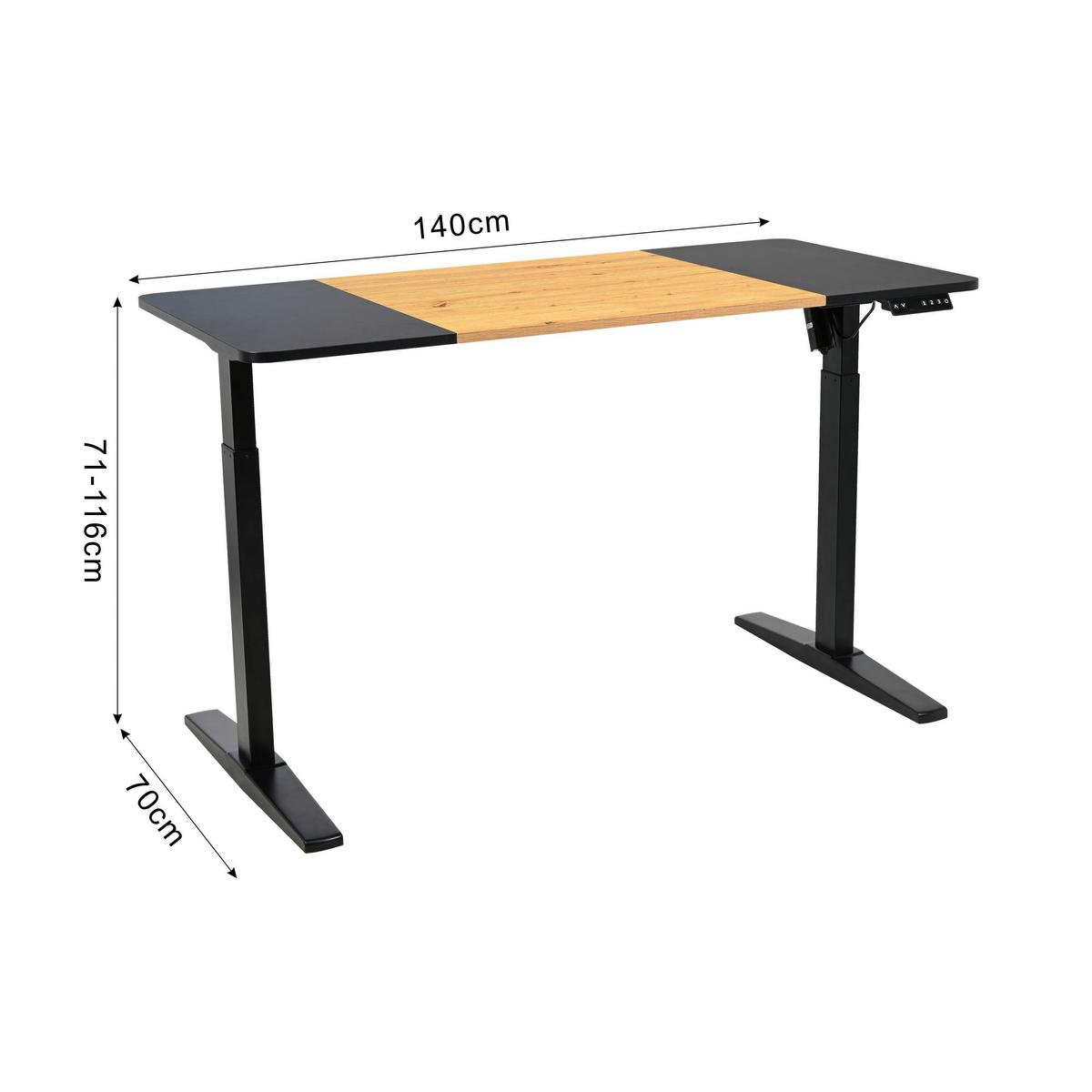 Íróasztal Milan - natúr színű/fekete, Modern, faalapú anyag/fém (140/71-116/70cm)
