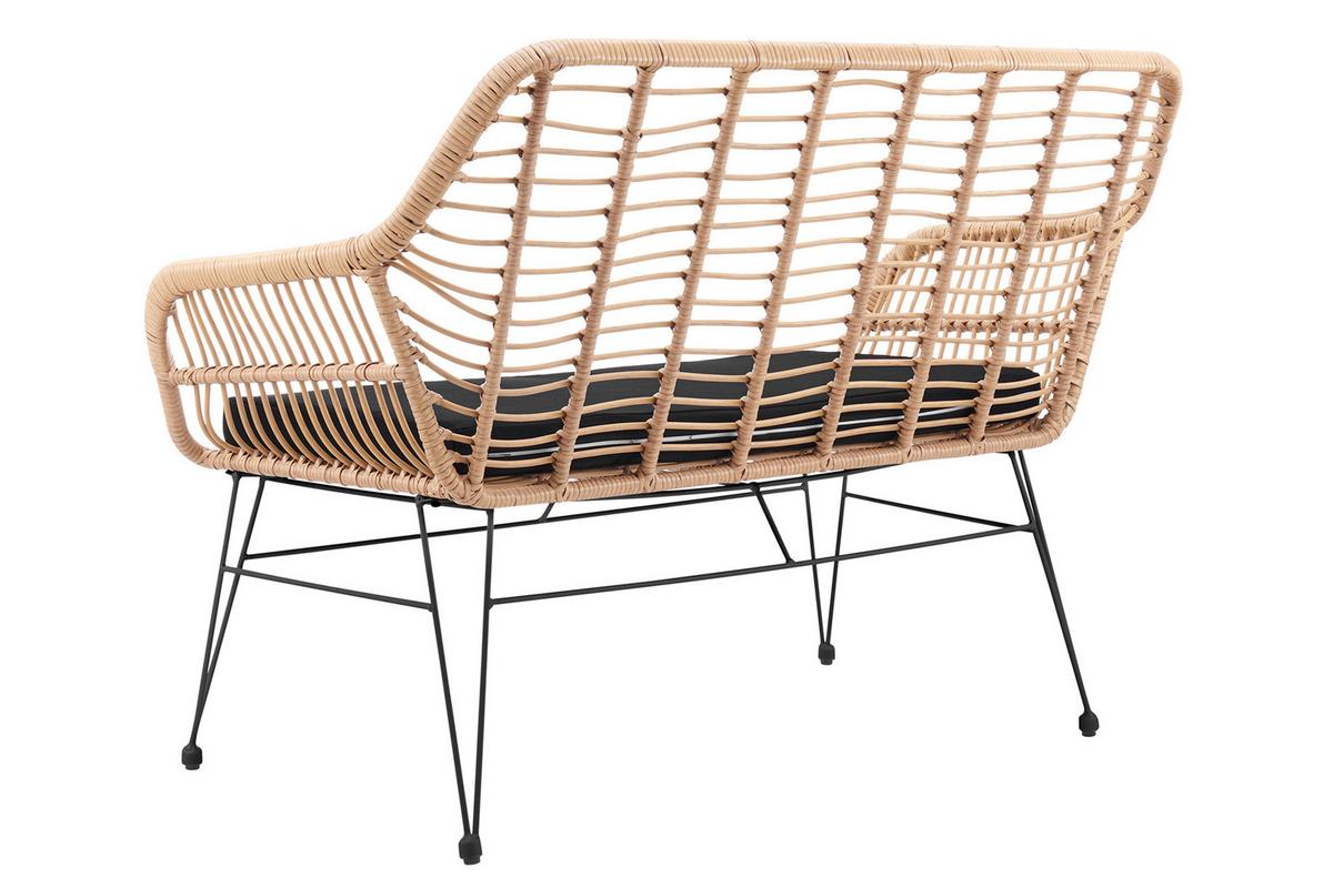 Sitzbank Naturfarben/schwarz B: 120 Cm - Schwarz/Naturfarben, MODERN, Kunststoff/Metall (120/85/69cm) - Livetastic