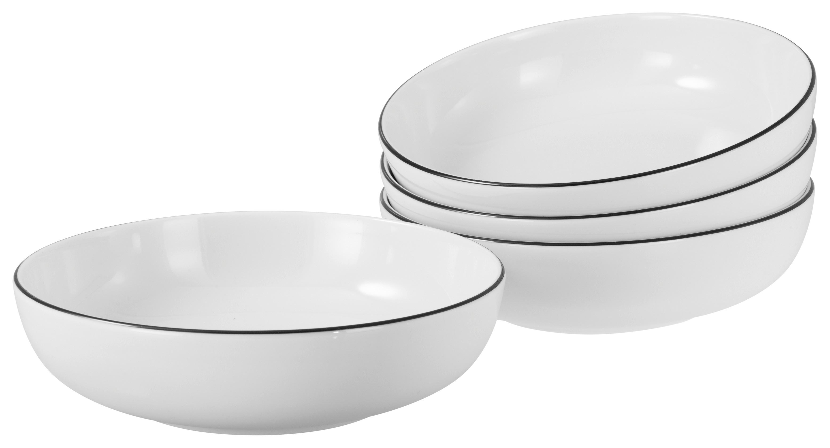 Schüsselset Porzellan Schwarz Weiß - Schwarz/Weiß, Design, Keramik - Creatable