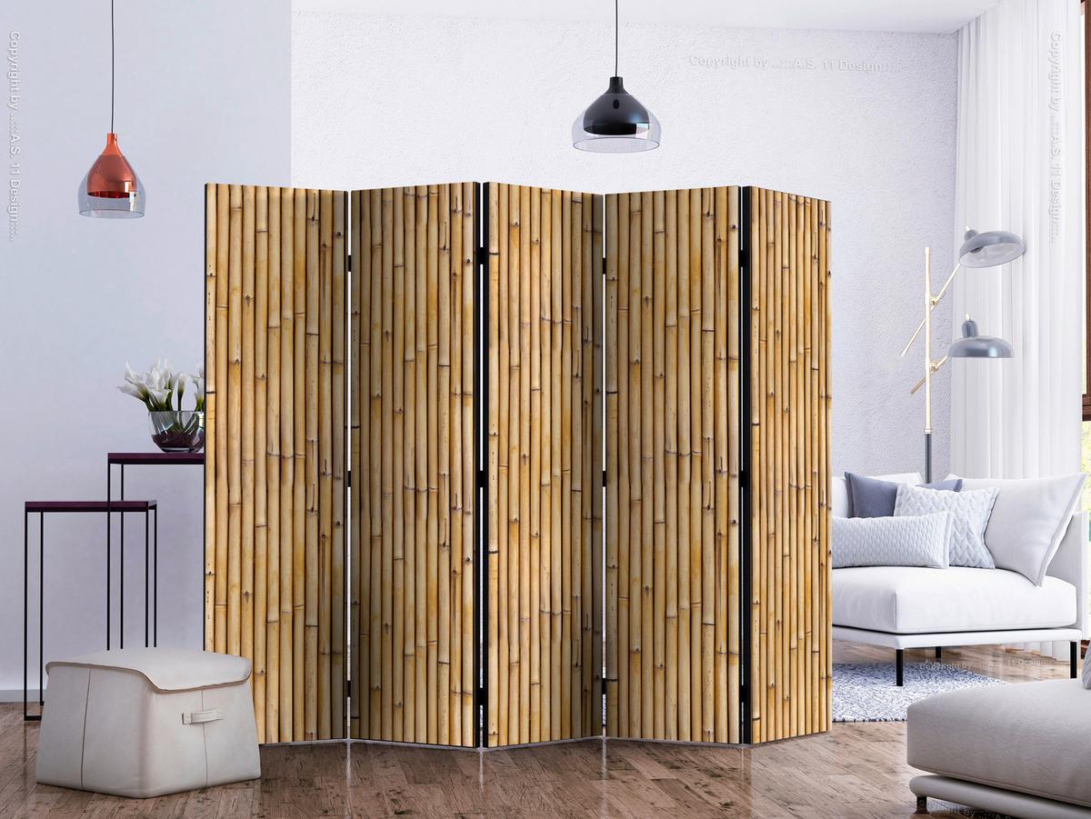 Paravent Braun Beige B: 225 cm - Beige/Braun, Basics, Holz/Textil (225/172/3cm) - artgeist