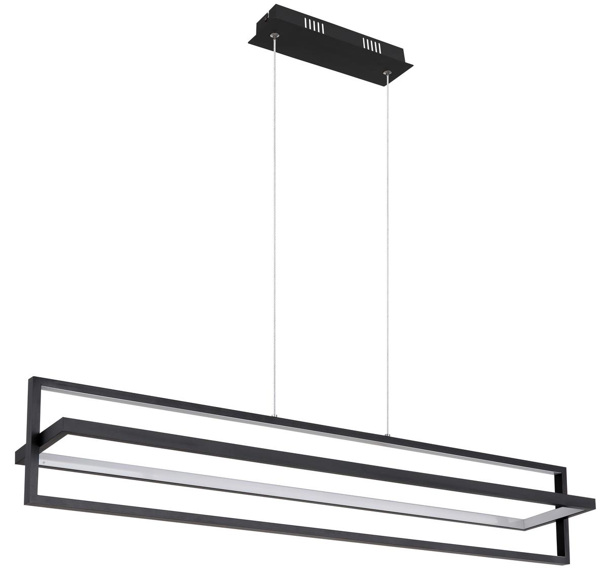 Hängeleuchte 67195h - Opal/Schwarz, Trend, Kunststoff/Metall (102/18/120cm) - Globo