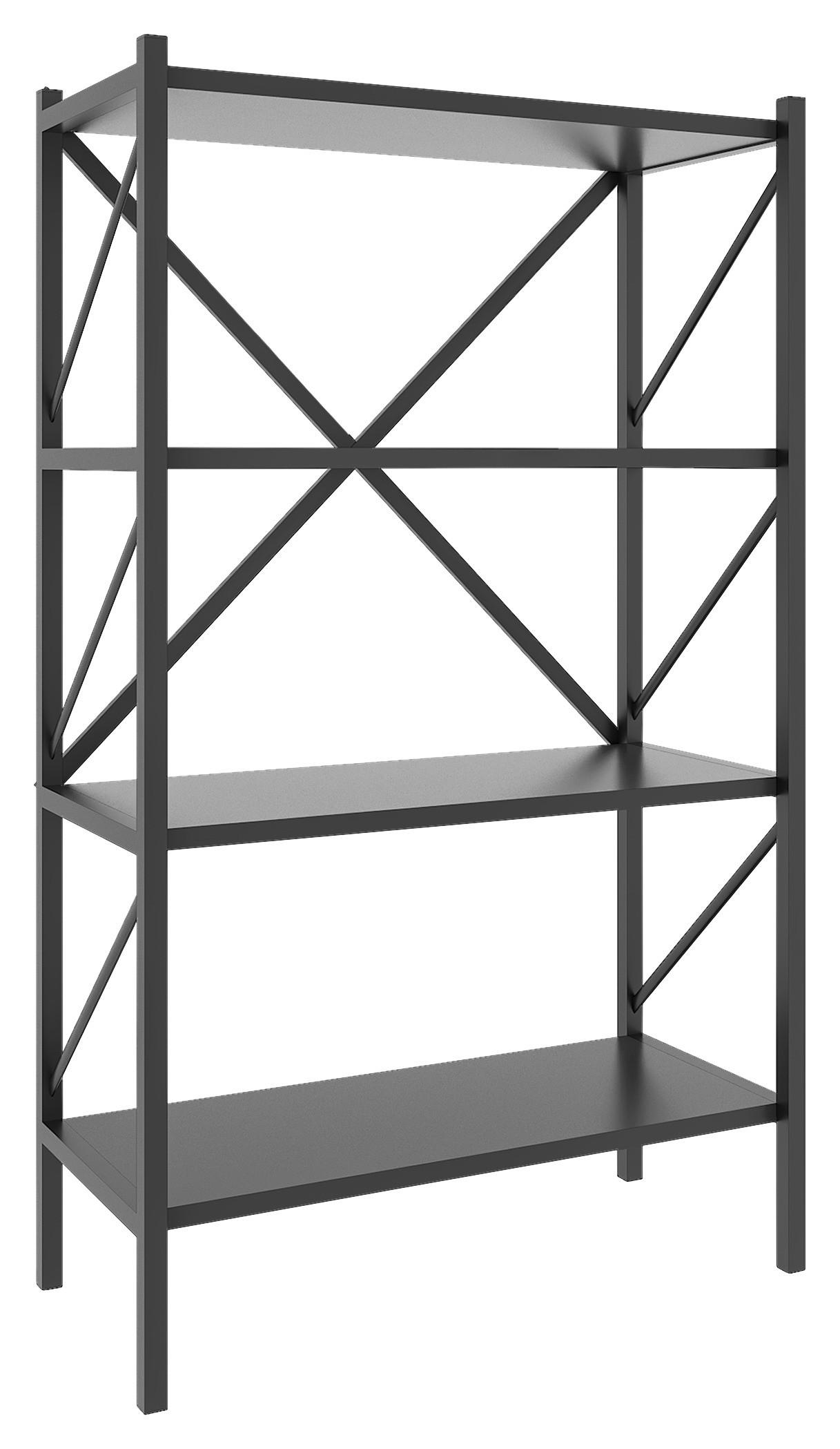 Industriálny regál Insasi, antracitový - antracitová, Modern, kompozitné drevo (66/121/34cm) - MID.YOU