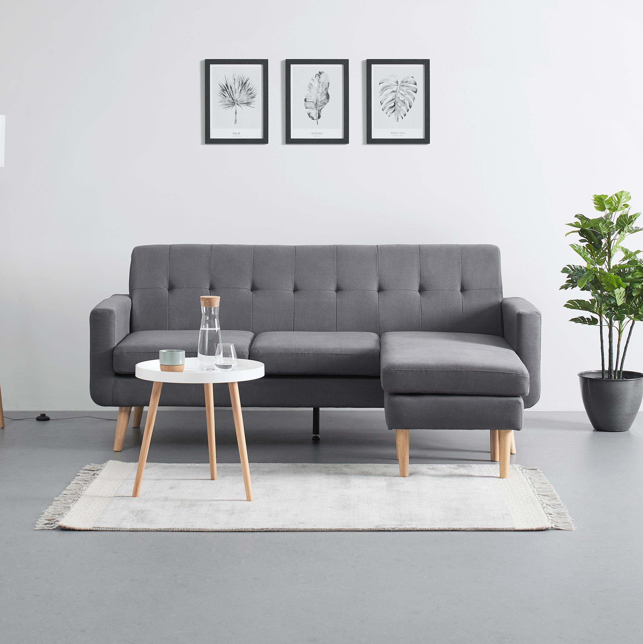 Sedací souprava TAMARA šedá - šedá/tmavě šedá, Moderní, dřevo/textil (196/82/143cm) - Bessagi Home