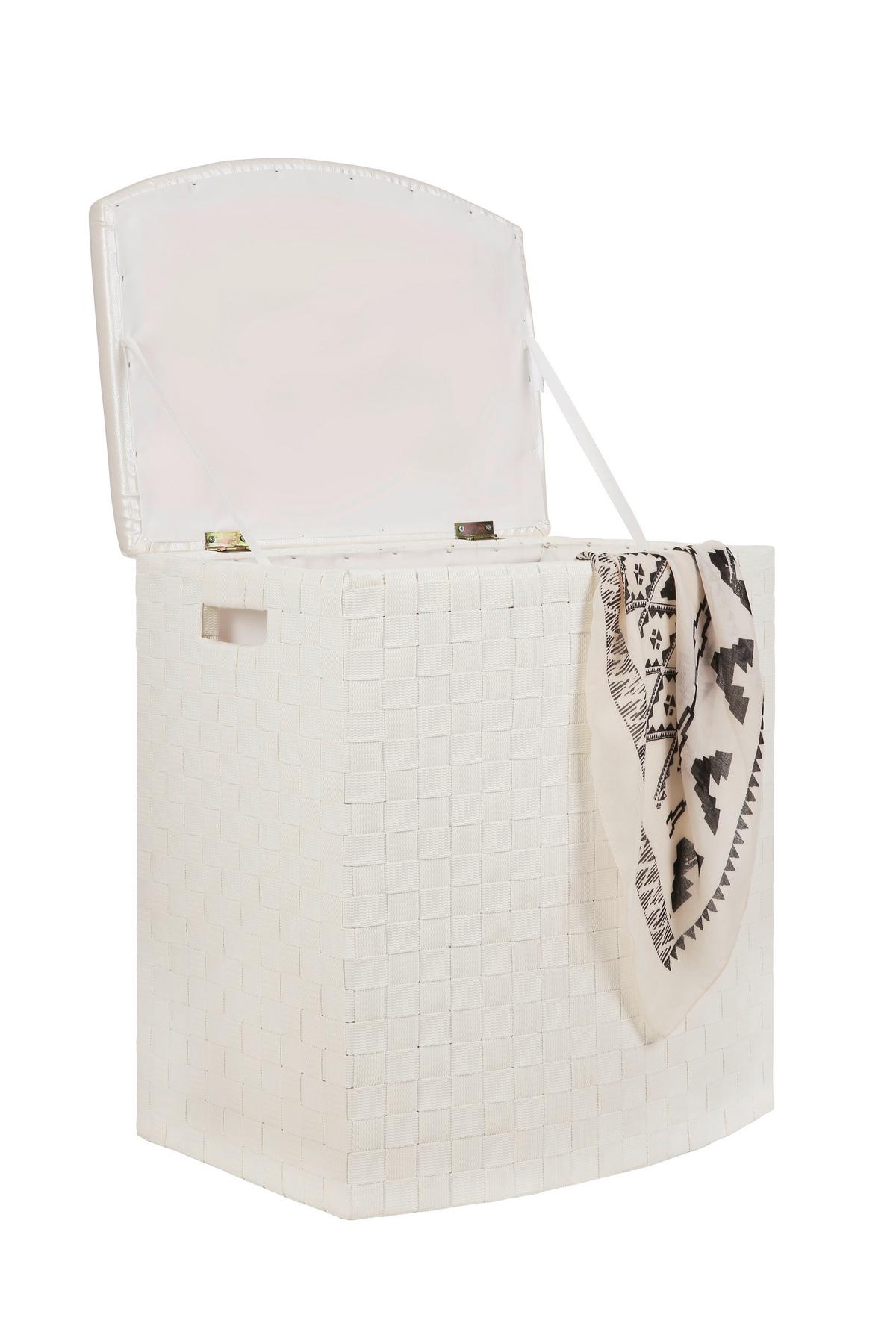 Wäschetonne Ghada L Weiß LxBxH: 49,5x37x56 cm - Weiß, KONVENTIONELL, Textil (49,5/37/56cm) - Luca Bessoni