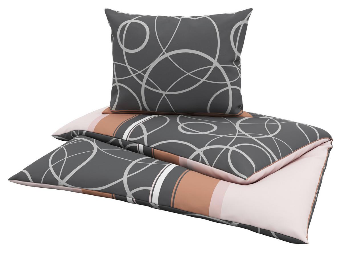 Bettwäsche 140x200 cm Liv Mikrofaser Grau/Rosa - Rosa/Grau, MODERN, Textil - Luca Bessoni