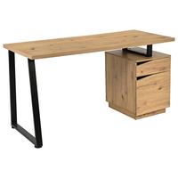 Schreibtisch Rimini Eichefarben B: 140 cm - Schwarz/Eiche Artisan, Trend, Holzwerkstoff/Metall (140/74/60cm)