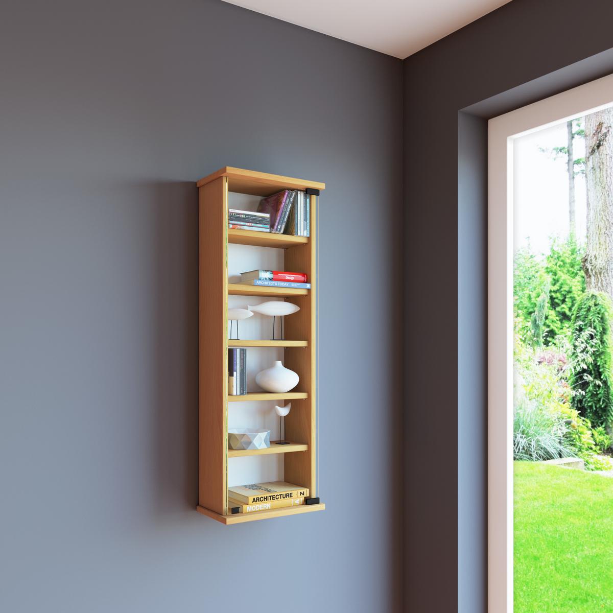 CD-Regal Loposa 31 cm Buche Dekor - Buchefarben, KONVENTIONELL, Glas/Holzwerkstoff (31/91,5/18cm) - MID.YOU