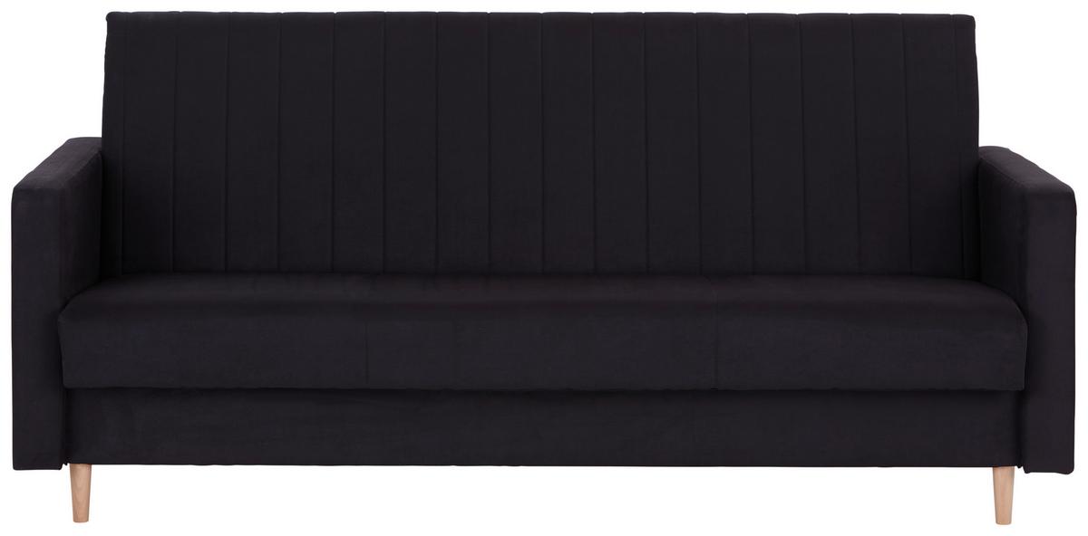 3-Sitzer-Sofa Mit Schlaffunktion Nicea Schwarz - Schwarz/Braun, MODERN, Holz/Kunststoff (210/117/75cm) - Ondega