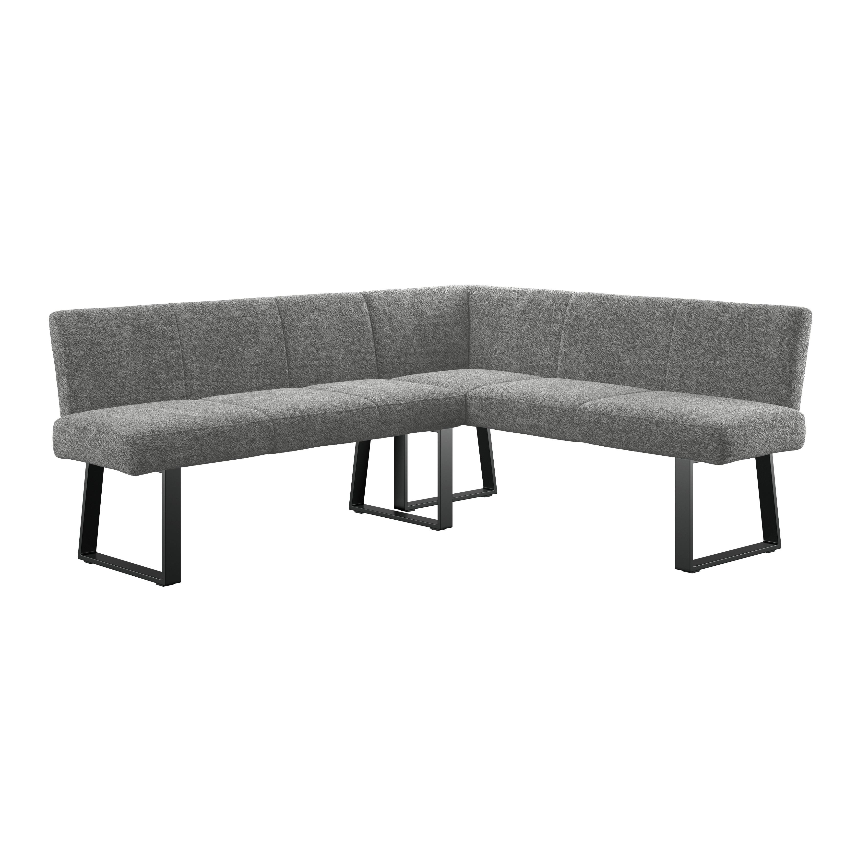 Eckbank Grau Eisen/polyester Leinenoptik Terri 190x150 Cm - Schwarz/Grau, MODERN, Textil/Metall (190/150cm) - MID.YOU