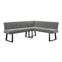 Eckbank Grau Eisen/polyester Leinenoptik Terri 190x150 Cm - Schwarz/Grau, MODERN, Textil/Metall (190/150cm) - MID.YOU