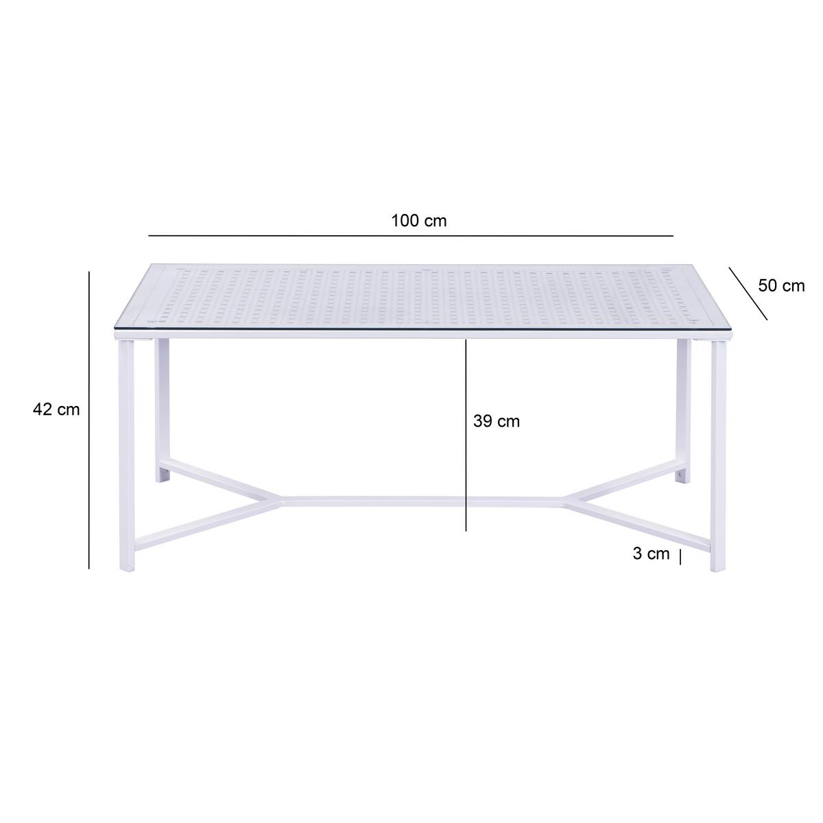 COUCHTISCH Weiß L: 100cm - Weiß, Design, Glas/Metall (100/50/42cm) - MID.YOU