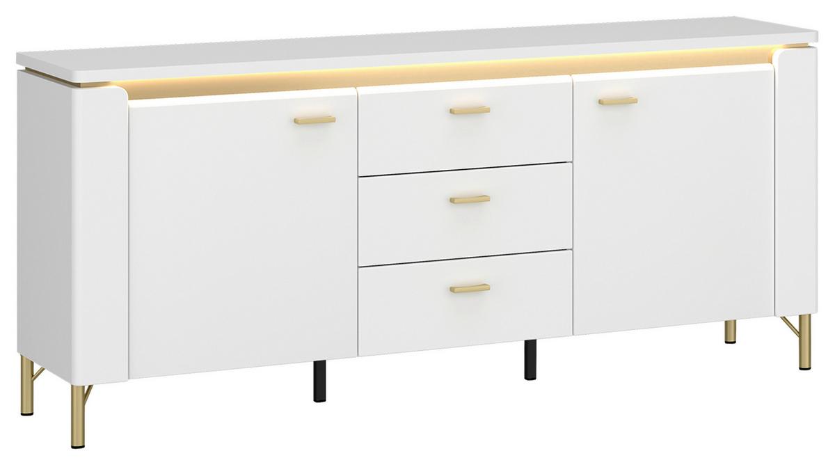 Tv-elem Lazio - aranyszínű/fehér, Trend, faalapú anyag (155,3/70/40cm)