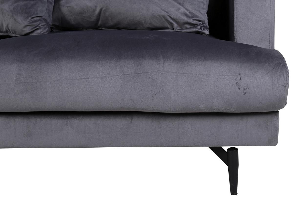 3-Sitzer-Sofa Sofia - Dunkelgrau/Schwarz, Design, Kunststoff/Textil (260/86/88cm) - Livetastic