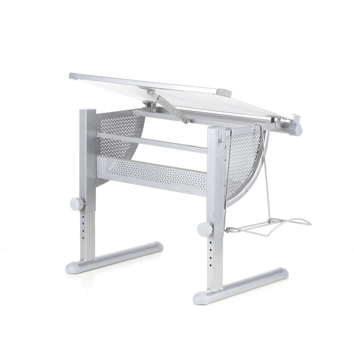 Jugendschreibtisch Belia Weiß - Silberfarben/Weiß, Basics, Holzwerkstoff/Kunststoff (50/80/56-80cm) - MID.YOU