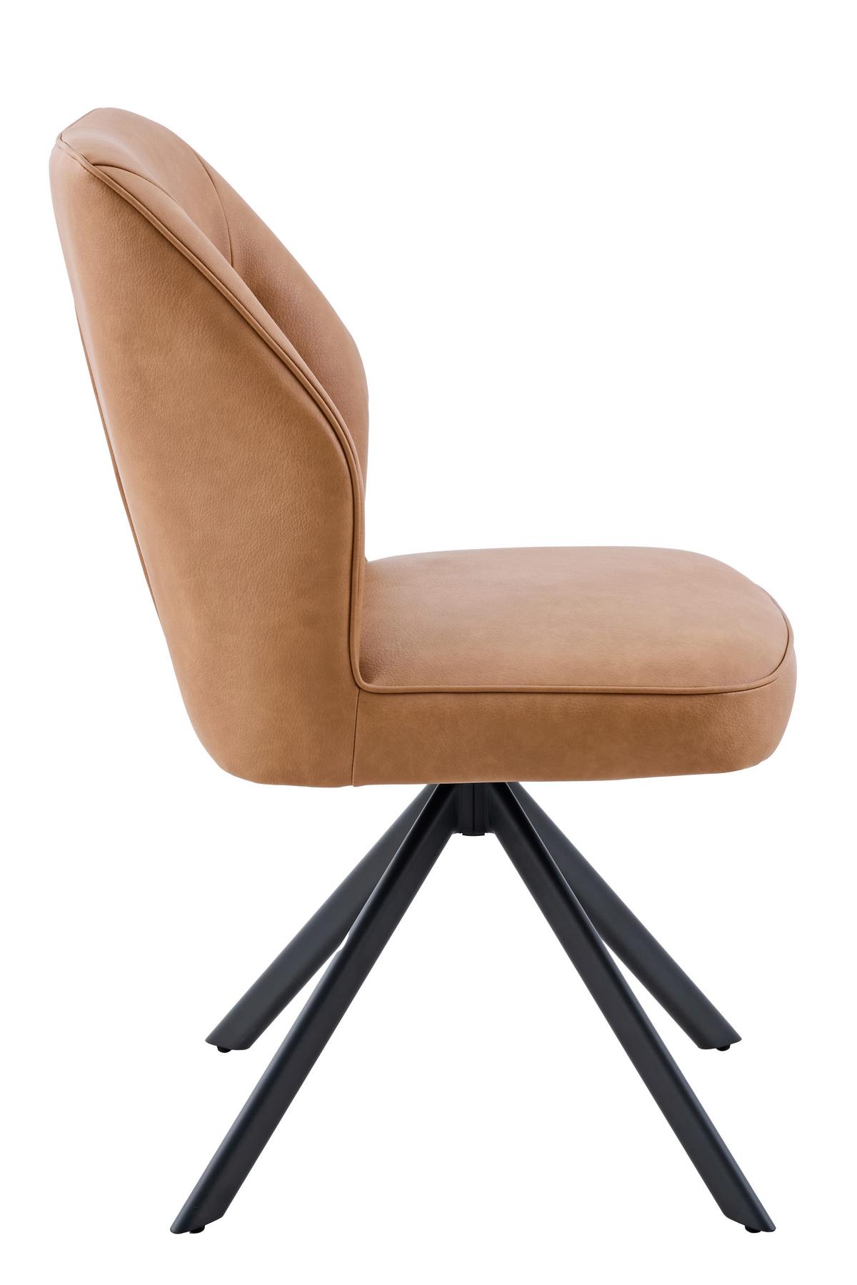 Stuhl-set Prizzi S 2er-Set - Cognac/Schwarz, MODERN, Textil/Metall (51/92/65cm) - MID.YOU