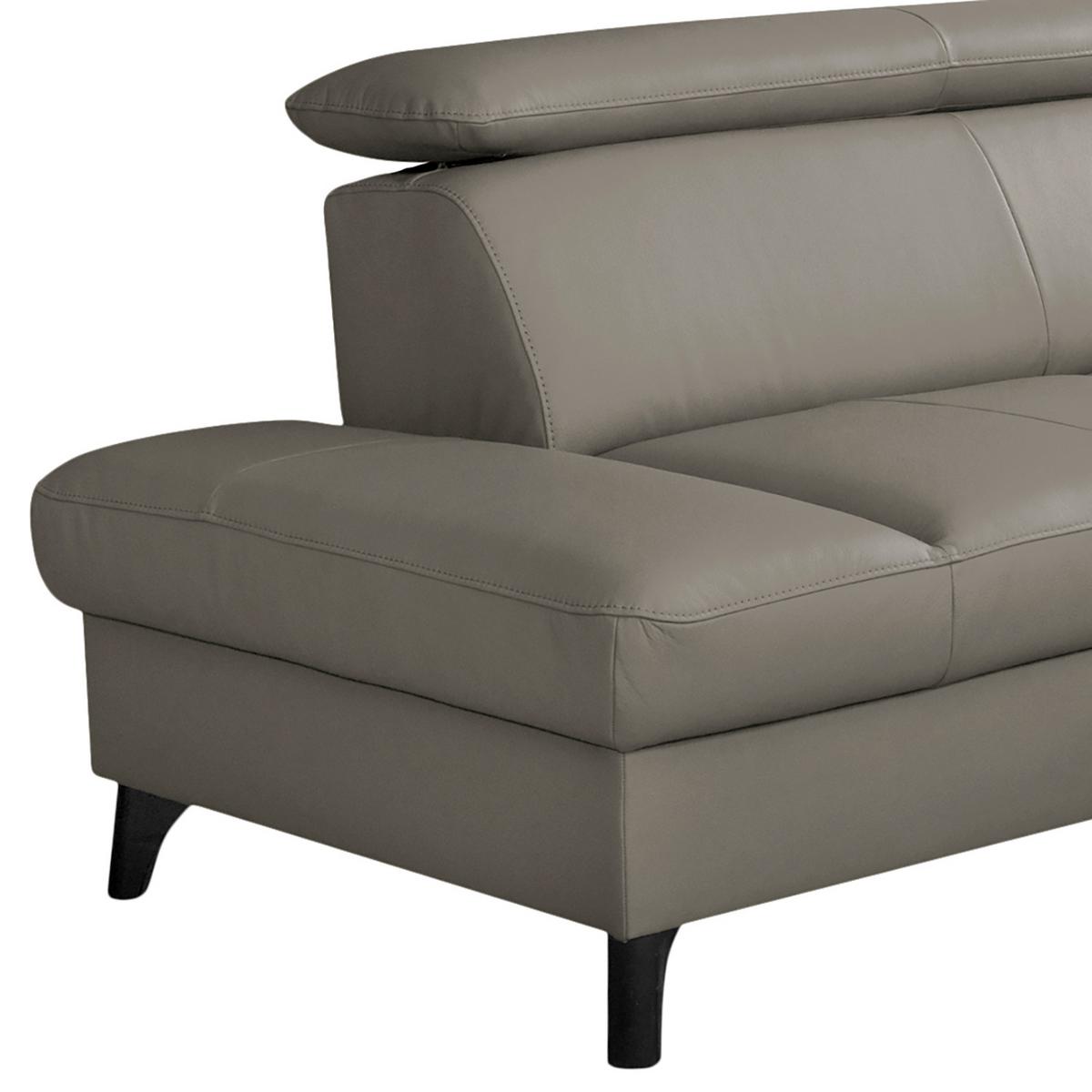 Ecksofa Note New Teilleder Schlammfarben 199x244 - Schlammfarben/Schwarz, Design, Leder/Textil (199/244cm) - Livetastic