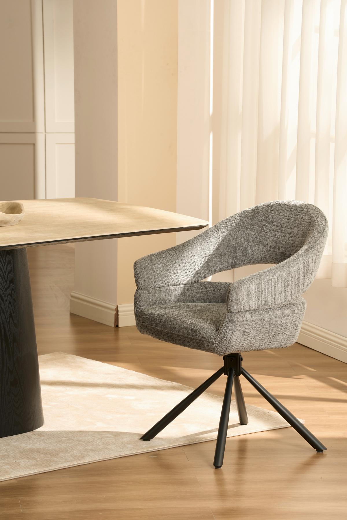 Armlehnstuhl Cleo Grau B: 58 cm - Schwarz/Grau, MODERN, Holz/Textil (58/85/62cm) - Livetastic