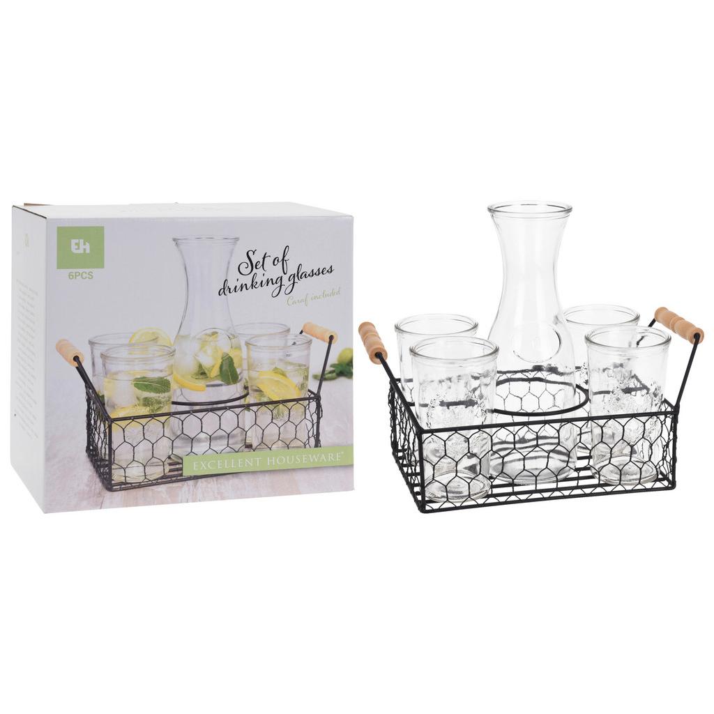 Gläserset 6er-Set 4x450ml Gläser, 1L Karaffe