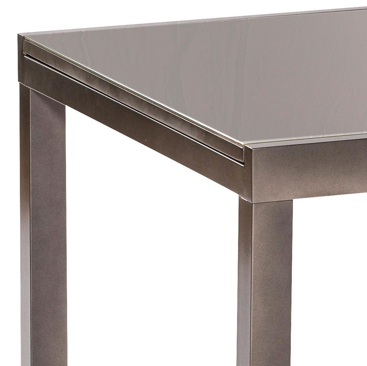 Gartentisch ausziehbar Semi Metall/Glas L: 200-300 cm - Graphitfarben/Grau, KONVENTIONELL, Glas/Metall (200-300/110/75cm) - Gardenson