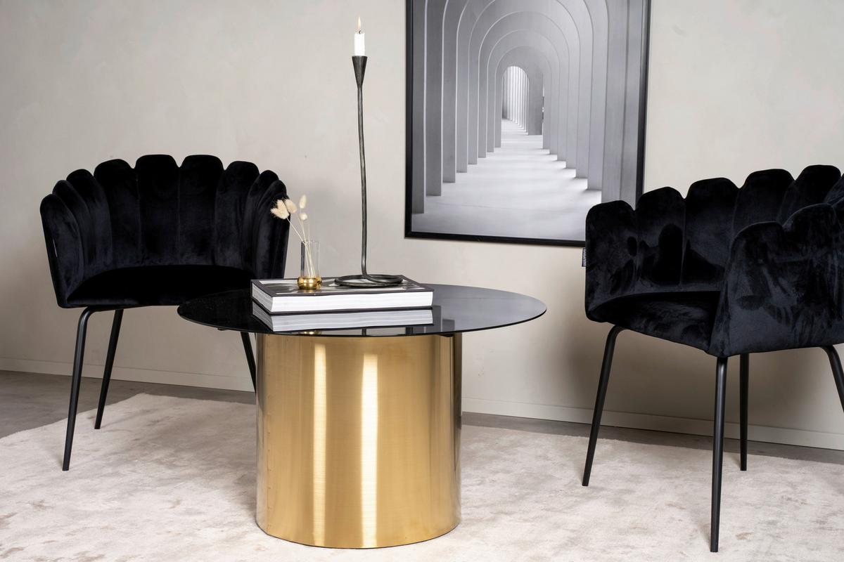 Couchtisch Ystad - Goldfarben/Schwarz, Design, Glas/Metall (80/80/46cm) - Livetastic