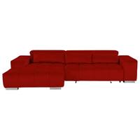 Ecksofa m. Relaxfunktion Orion Kopfstütze klappbar Rot - Silberfarben/Rot, KONVENTIONELL, Textil (186/307cm) - Livetastic