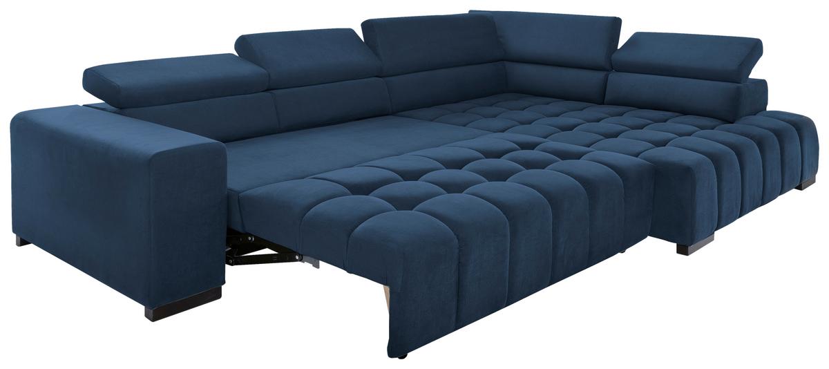 Eckschlafsofa Elias Neu Blau S: 307 Cm - Blau/Schwarz, Design, Textil (307/201cm) - Livetastic
