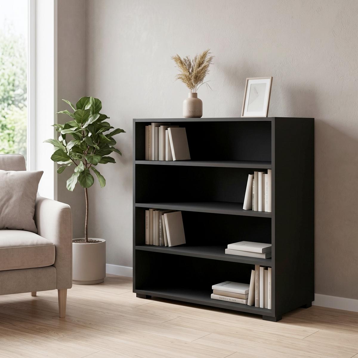 Regal Unit -Elements Maxi B: 91,2 cm Anthrazit - Anthrazit/Schwarz, MODERN, Holzwerkstoff (91,2/89,6/40cm) - Ondega