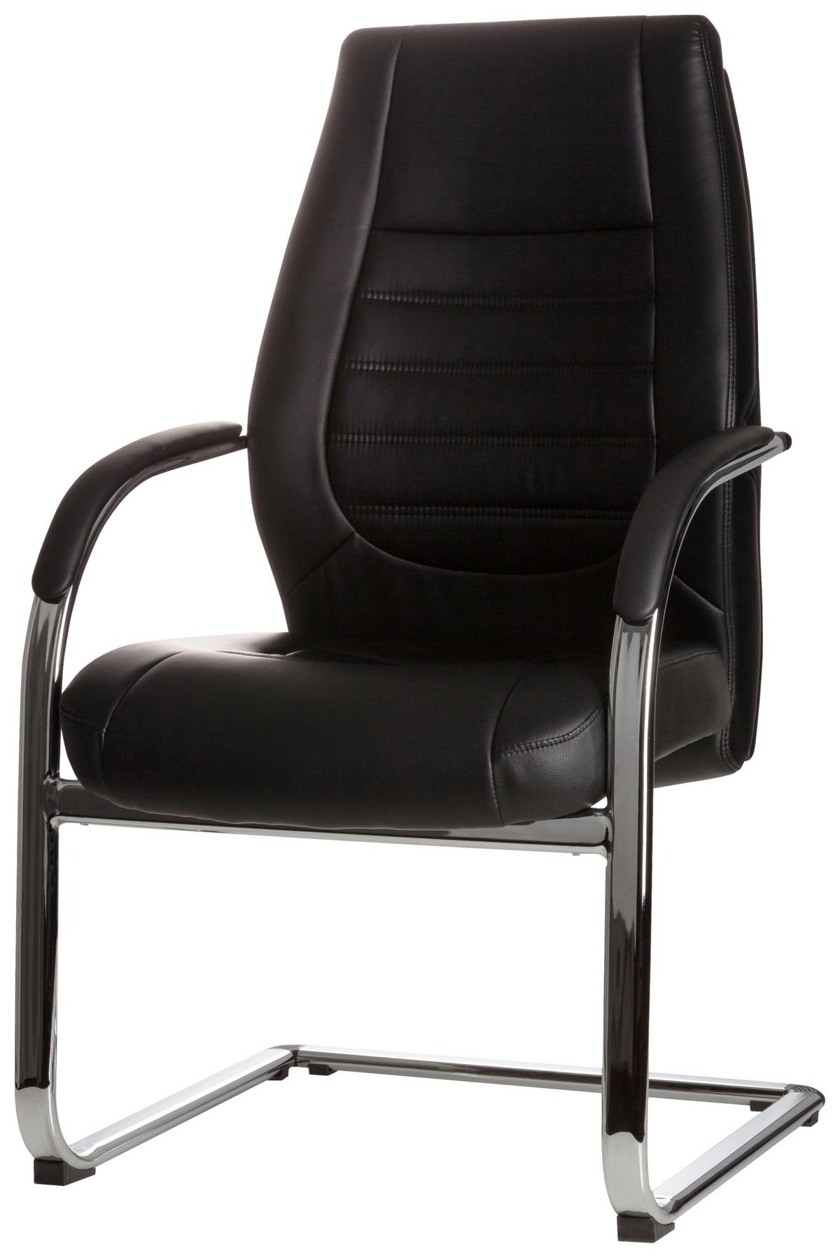 Besucherstuhl Vitoro V Schwarz Bis 150 Kg - Silberfarben/Schwarz, Basics, Textil/Metall (58/107/59cm) - MID.YOU