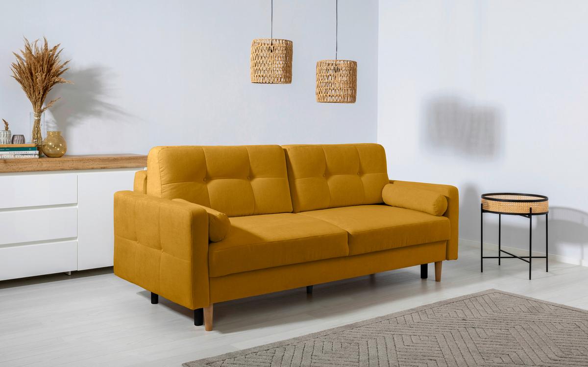 Schlafsofa Noret, Gelb B: 222 Cm - Gelb/Buchefarben, Design, Textil (222/93/99cm) - MID.YOU