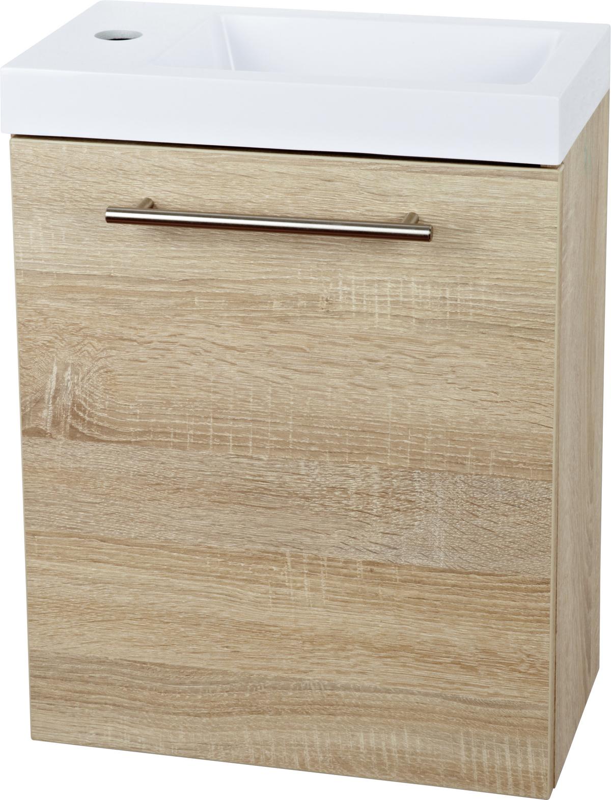 Waschbecken mit Unterschrank Fantasy B:. 40 cm Eiche Dekor - Eichefarben, MODERN, Holzwerkstoff/Stein (40/49/22cm)