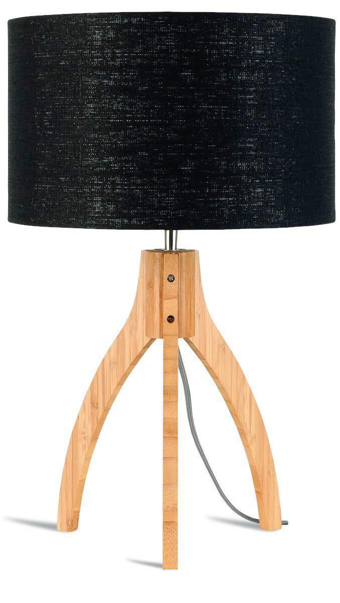 Tischleuchte Annapurna/T/3220/B - Schwarz/Naturfarben, Trend, Holz/Textil (36/54cm) - Good & Mojo