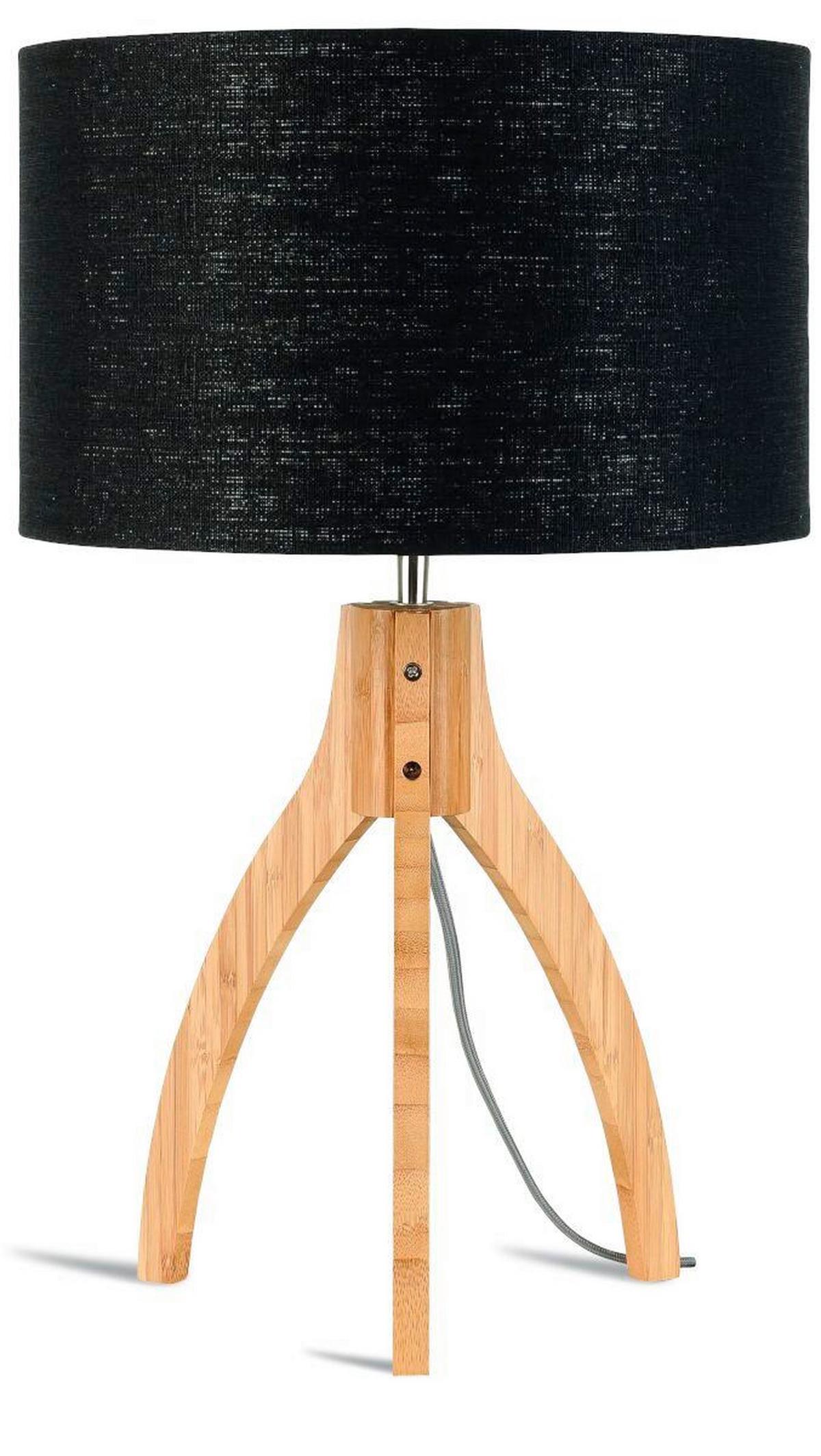 Tischleuchte Annapurna/T/3220/B - Schwarz/Naturfarben, Trend, Holz/Textil (36/54cm) - Good & Mojo