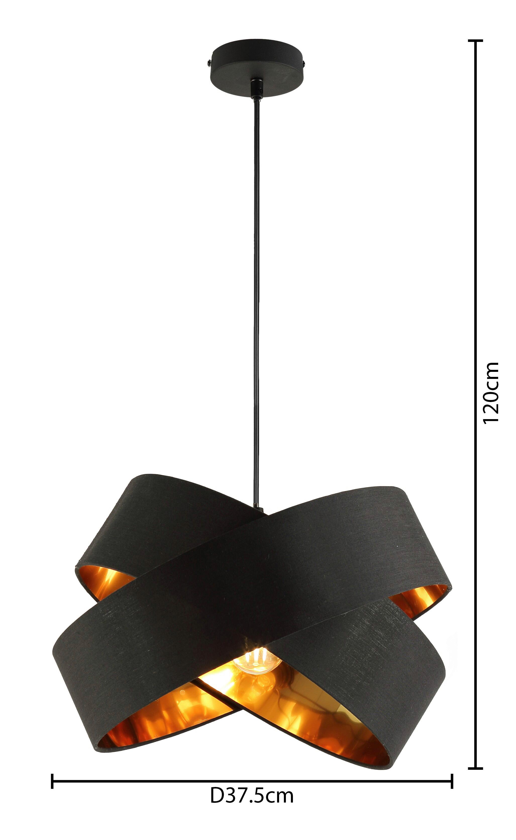 ZÁVĚSNÉ SVÍTIDLO GOLDI - černá/barvy zlata, Moderní, kov/textil (38/120cm) - Modern Living