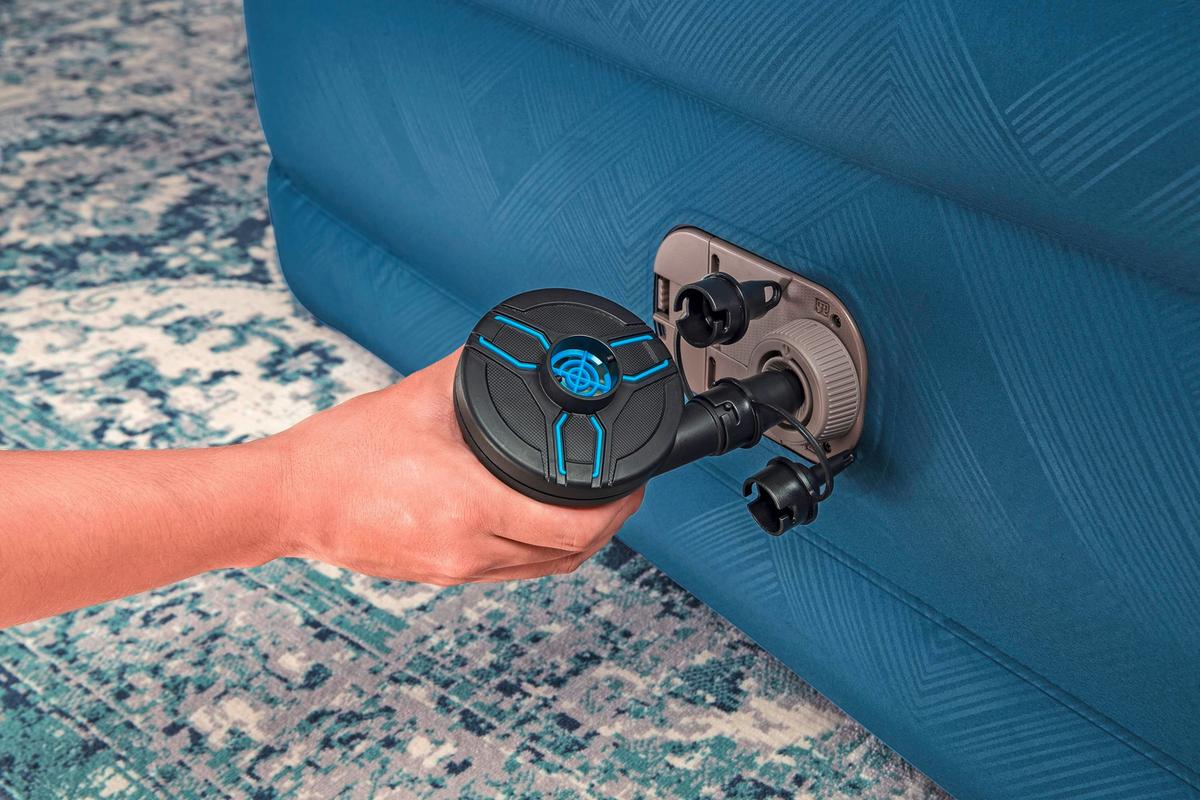 Luftbett Andrea 203x152x46 Cm Bis 350kg, Inkl. Pumpe - Grau/Hellblau, KONVENTIONELL, Kunststoff/Metall (203/152/46cm) - Bestway