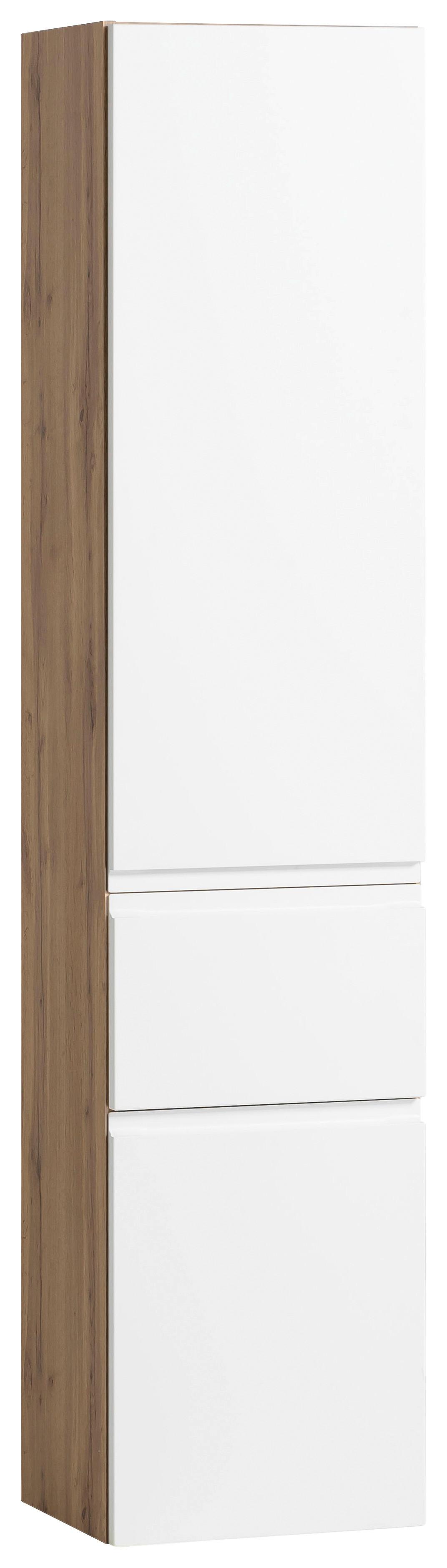 Badezimmer Hochschrank Varese BxH 40x180 cm Weiß/Eiche Dekor - Eiche Wotan/Weiß, MODERN, Holzwerkstoff (40/180/35cm) - Held