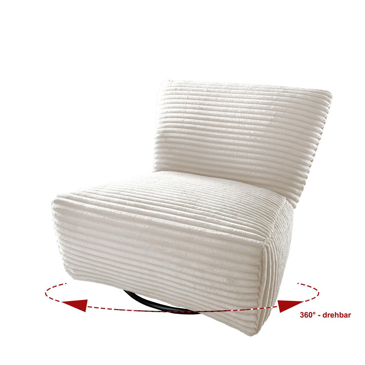 XXL-Sessel Cremallo Weiß Wippfunktion, drehbar, B: 95cm - Schwarz/Weiß, Trend, Textil (95/77/94cm) - Livetastic