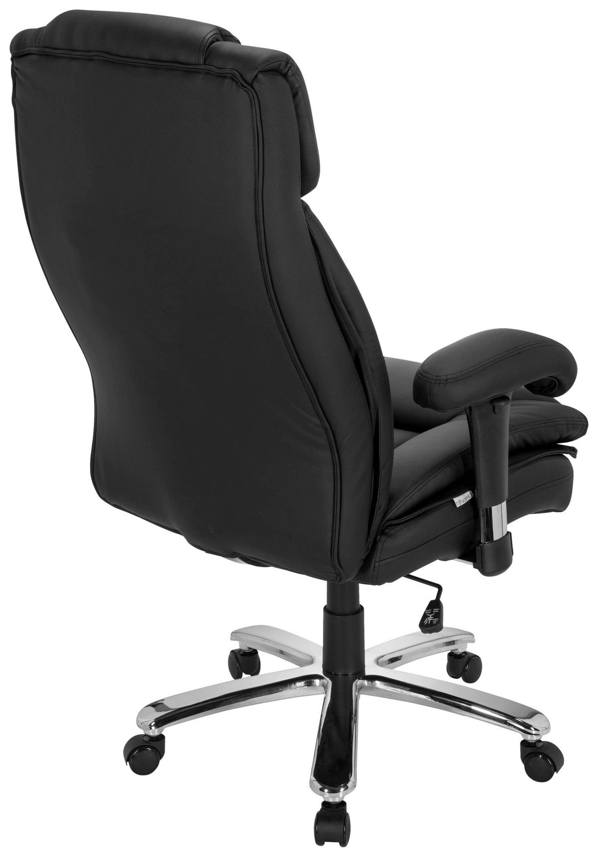 Chefsessel Builder Xxl Armstützen Schwarz 180 Kg - Silberfarben/Schwarz, MODERN, Kunststoff/Textil (77/123/84cm) - MID.YOU