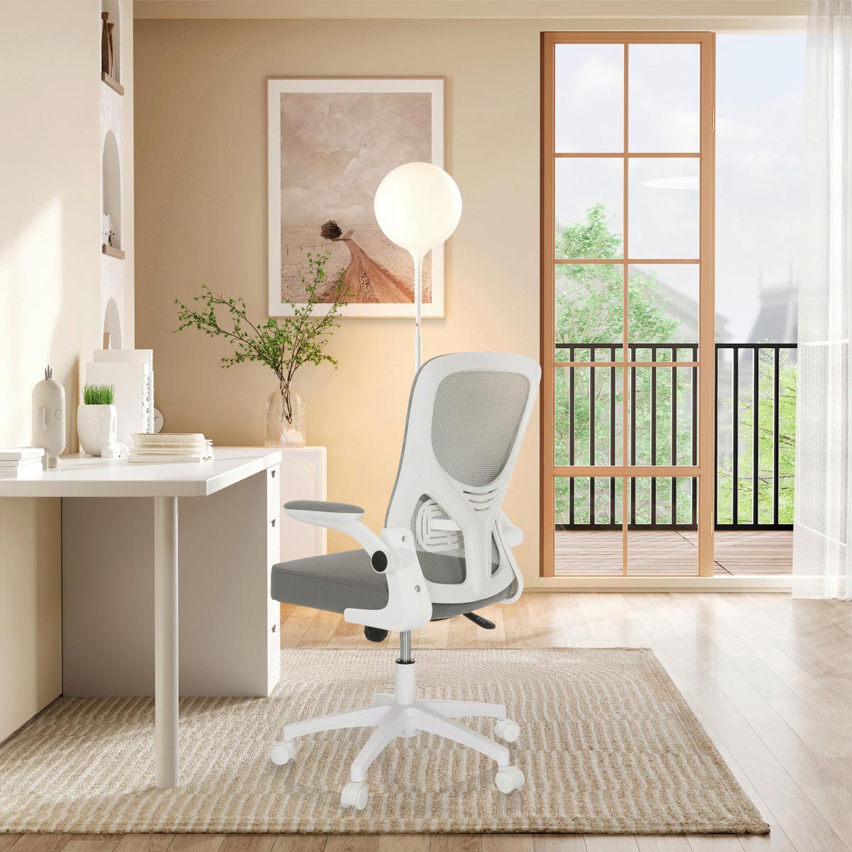 Drehstuhl Grau B: 60 Cm - Grauweiß/Weiß, MODERN, Kunststoff/Textil (60/95-105/54cm) - MID.YOU