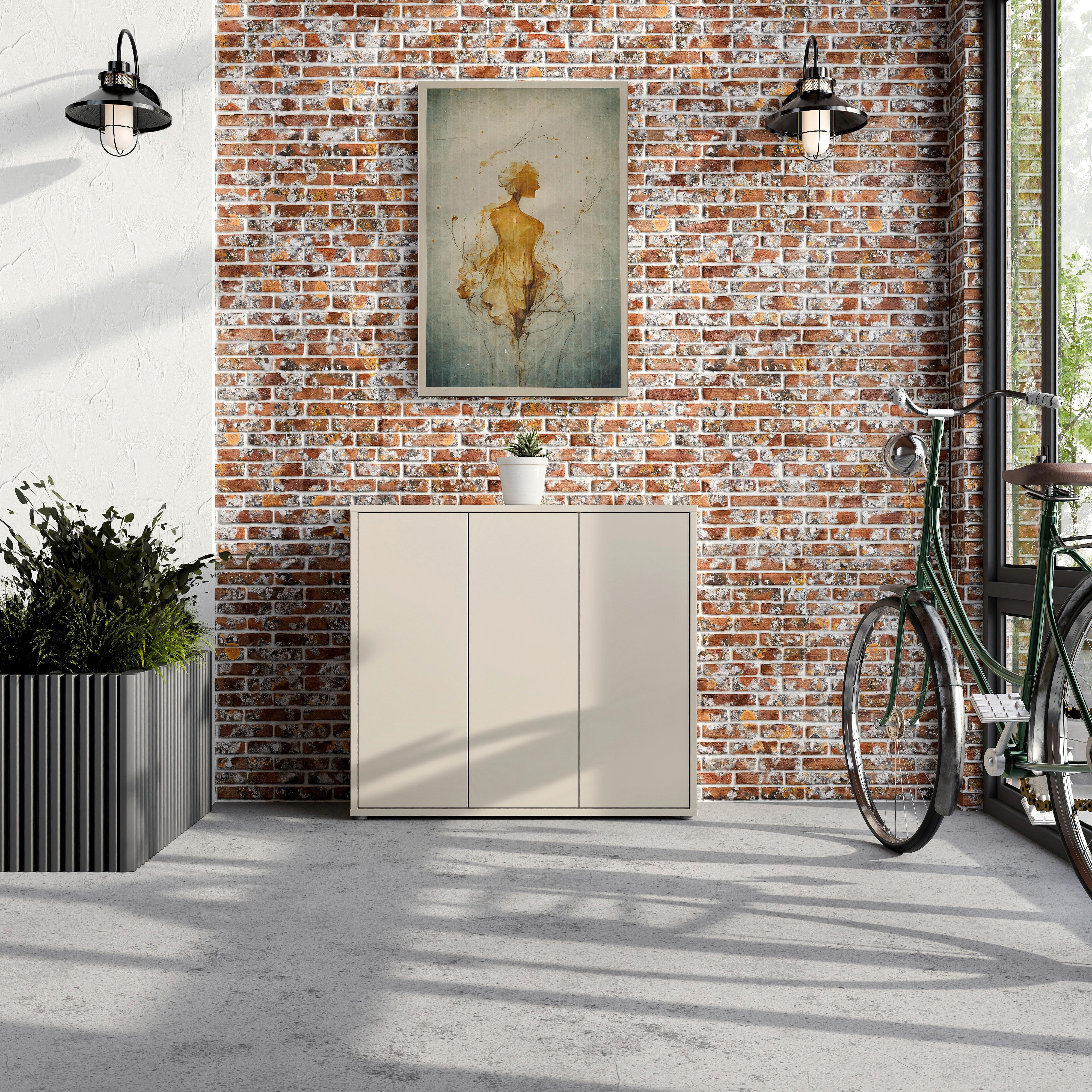 Skriňa na topánky ALICE, kašmírová, š: 109 cm - piesková/sivá, Modern, kompozitné drevo/plast (109,2/99,1/34,9cm)