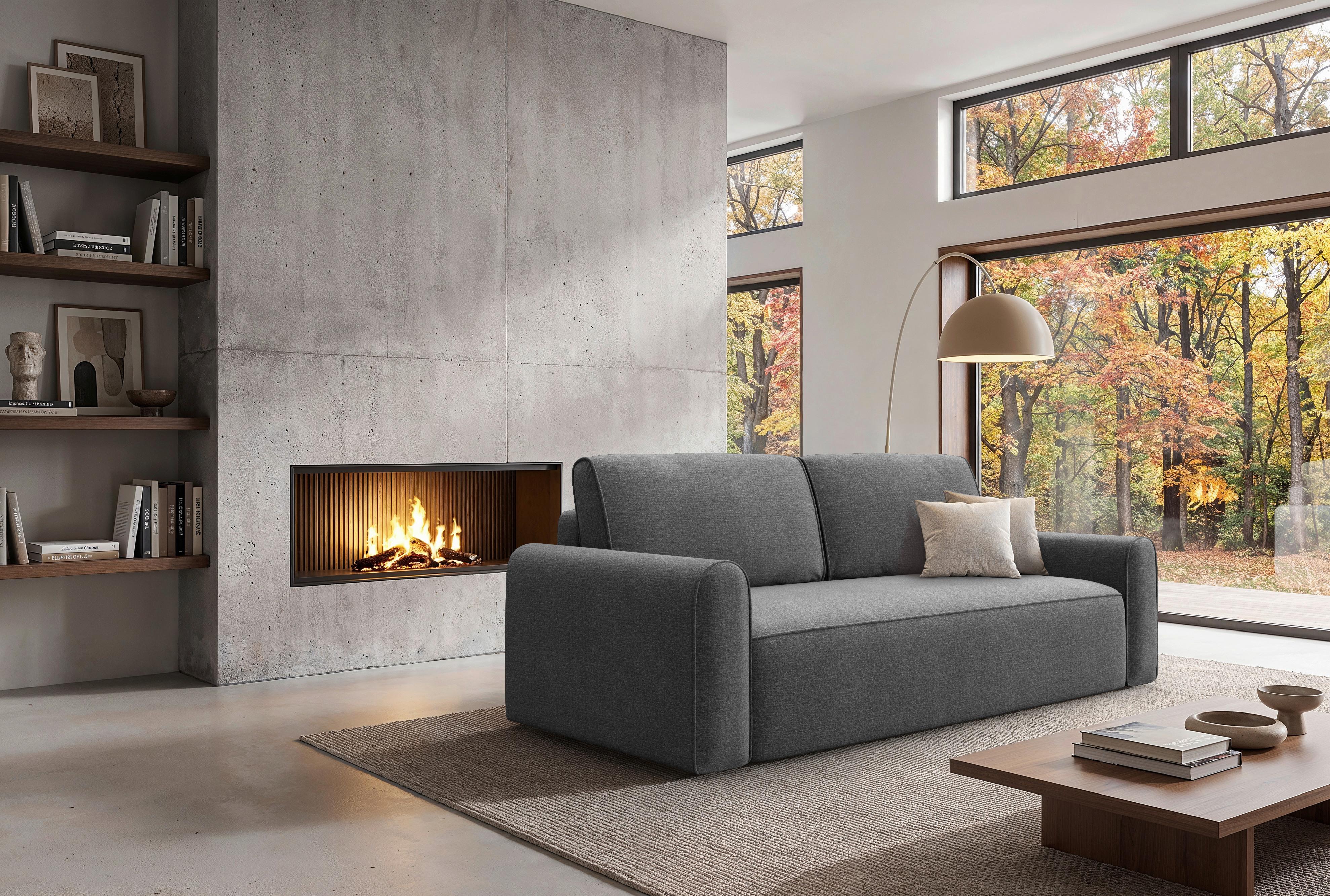 Schlafsofa Piemonte Graphitfarben B: 240cm - Schwarz/Graphitfarben, MODERN, Holz/Holzwerkstoff (240/92/103cm) - Livetastic
