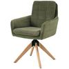 Armlehnstuhl Matti Grün, Sitzfläche 360° Drehbar - Naturfarben/Grün, KONVENTIONELL, Holz/Textil (60/93/65,5cm) - Livetastic