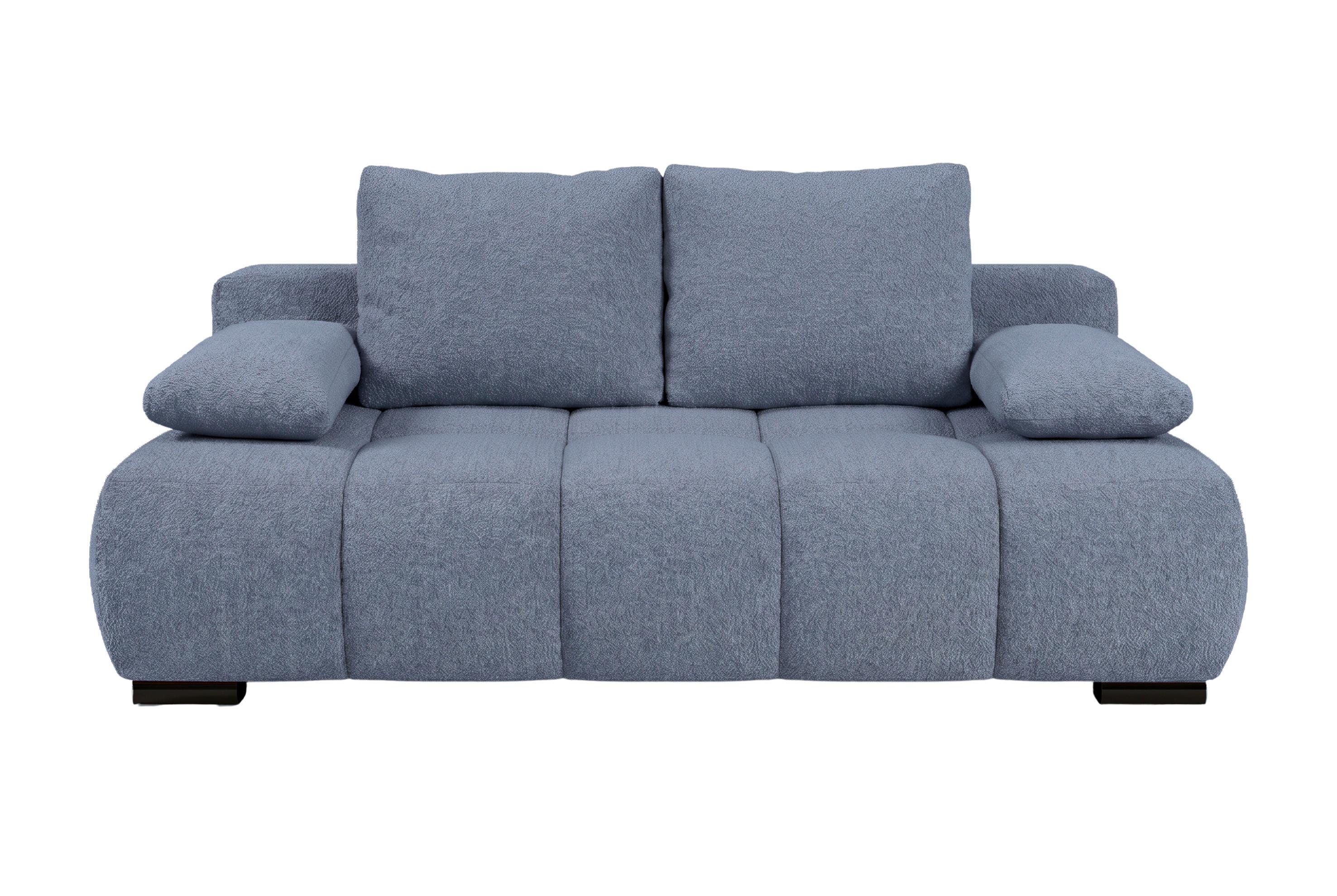 Boxspringová pohovka BOB, modrá ženilka - modrá/čierna, Konventionell, kompozitné drevo/textil (209/105cm) - Based