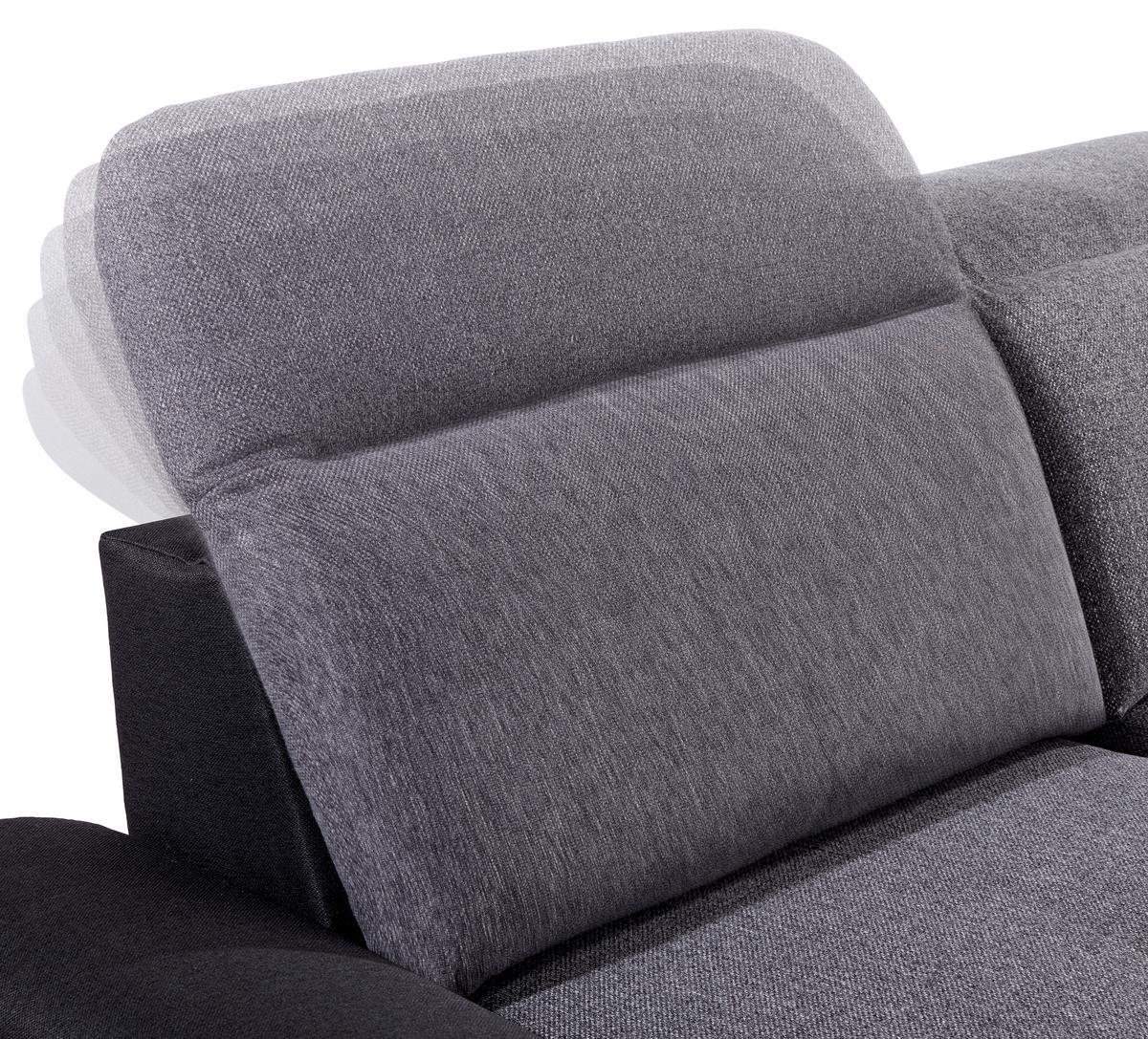 Ecksofa mit Schlaffunktion + Bettkasten Malaga, Webstoff - Silberfarben/Graphitfarben, KONVENTIONELL, Textil (286/203cm) - Ondega