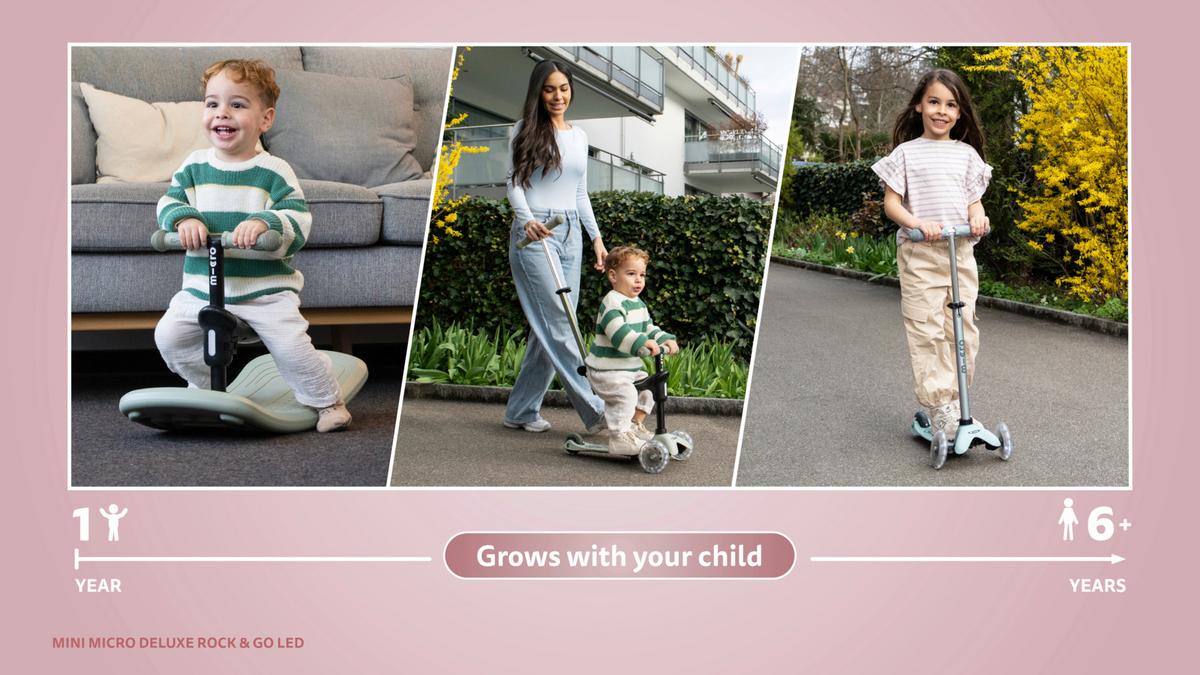 Kinderscooter Rosa/grau Mehrere Möglichkeiten - Hellrosa, Basics, Kunststoff/Metall (67/28/45-77cm) - Micro Mobility