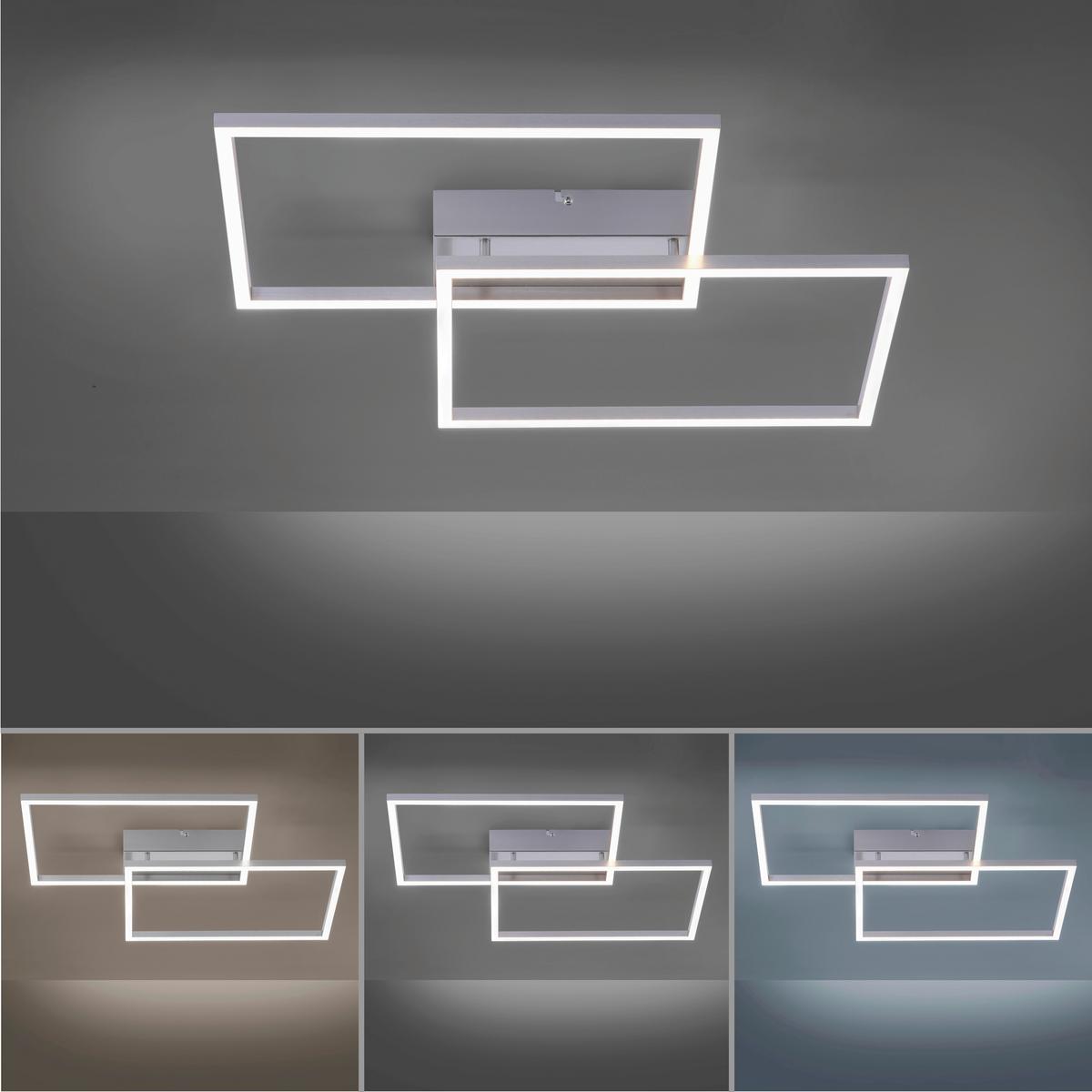 LED-Deckenleuchten Iven L: 75,5 cm dimmbar Mit - Chromfarben/Alufarben, Design, Kunststoff/Metall (75,5/56,2/7cm)